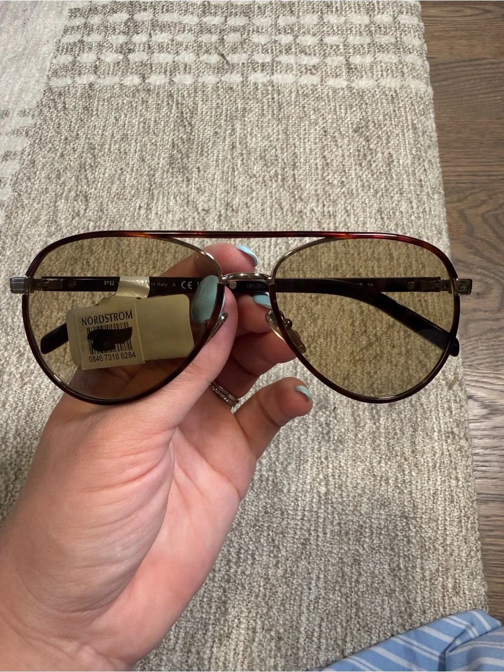 Prada Aviator Sunglasses - Brown Lenses with Red-Brown Frame